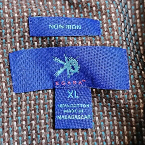 XL EGARA Men’s No-Iron Long Sleeve w/Flip Cuff Button Down Shirt Grey Check - Picture 6 of 12